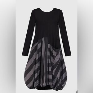 ALEMBIKA mixed fabric Architectural Lagenlook Bubble Dress Sz 3 US 10/12